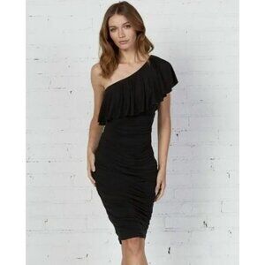 Bailey/44 Barbados One Shoulder Ruffle Dress Black ( S )